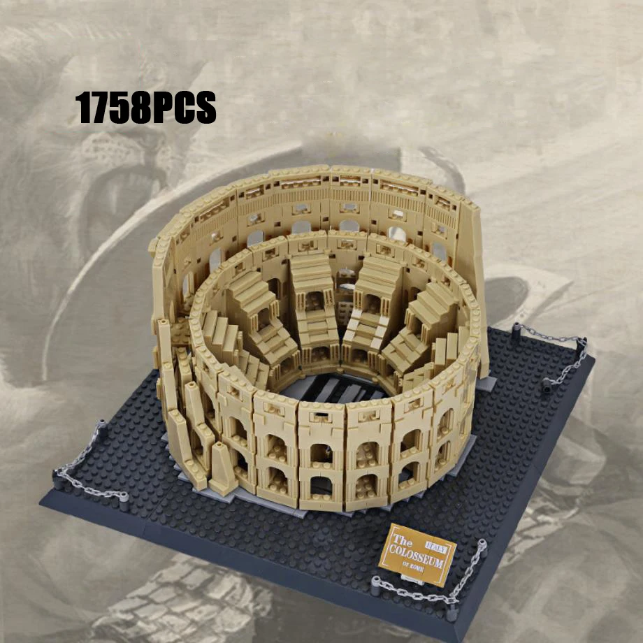 

World Famous Historical Culture Architecture Amphitheatrum Flavium Building Block Italy Rome Colosseum Model Educational Toy