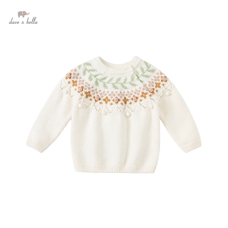 DBM19458-K dave bella winter cute baby girls Christmas cartoon knitted sweater kids girl fashion toddler boutique tops