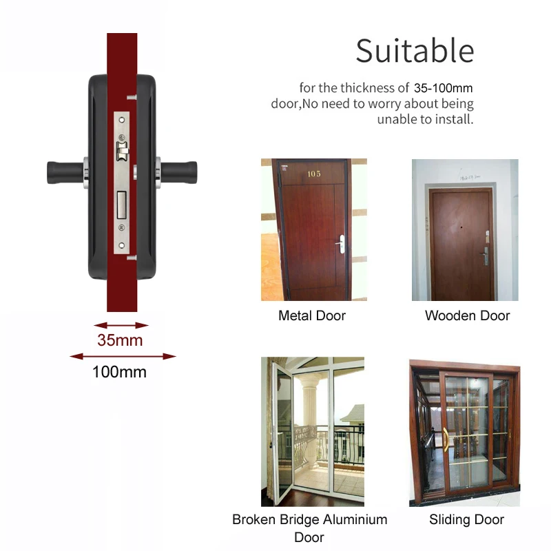 Imagem -04 - Raykube-bloqueio Eletrônico de Impressão Digital Mortise Lock Mortise Lock Tuya Smartlife App Cartão ic Código Digital Home Security x3