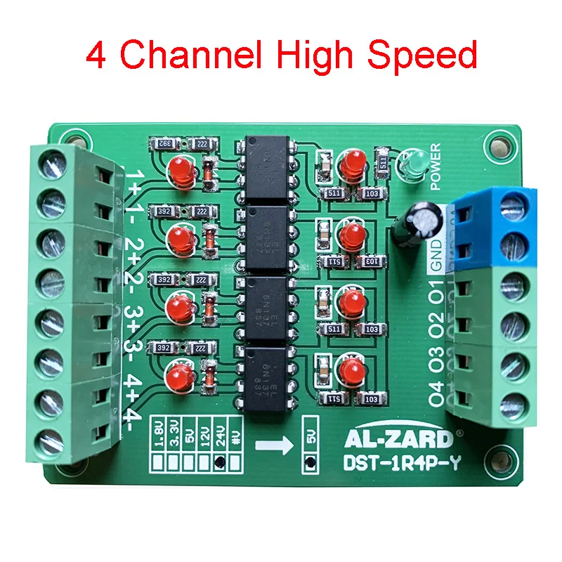 AL-ZARD Optocoupler Isolation Board Voltage Converter Isolated Module PLC Signal Level Board NPN Output 1.8V 3.3V 5V 12V 24V