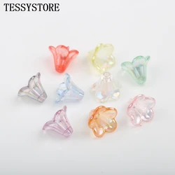 40pcs Plastic Trumpet Flower Shape Beads AB Color Flower Shape Acrylic Beads For Jewelry Making Handmade DIY Accessories