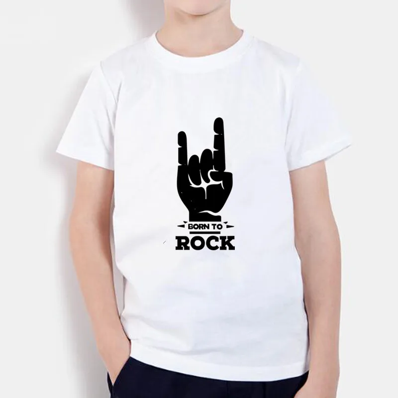 Summer Short Sleeve Baby Boy Clothes Rock Gesture Print Kids T-shirt Kids Boy Girl Tshirt Casual Kids T Shirt Boys Clothes 1-12T