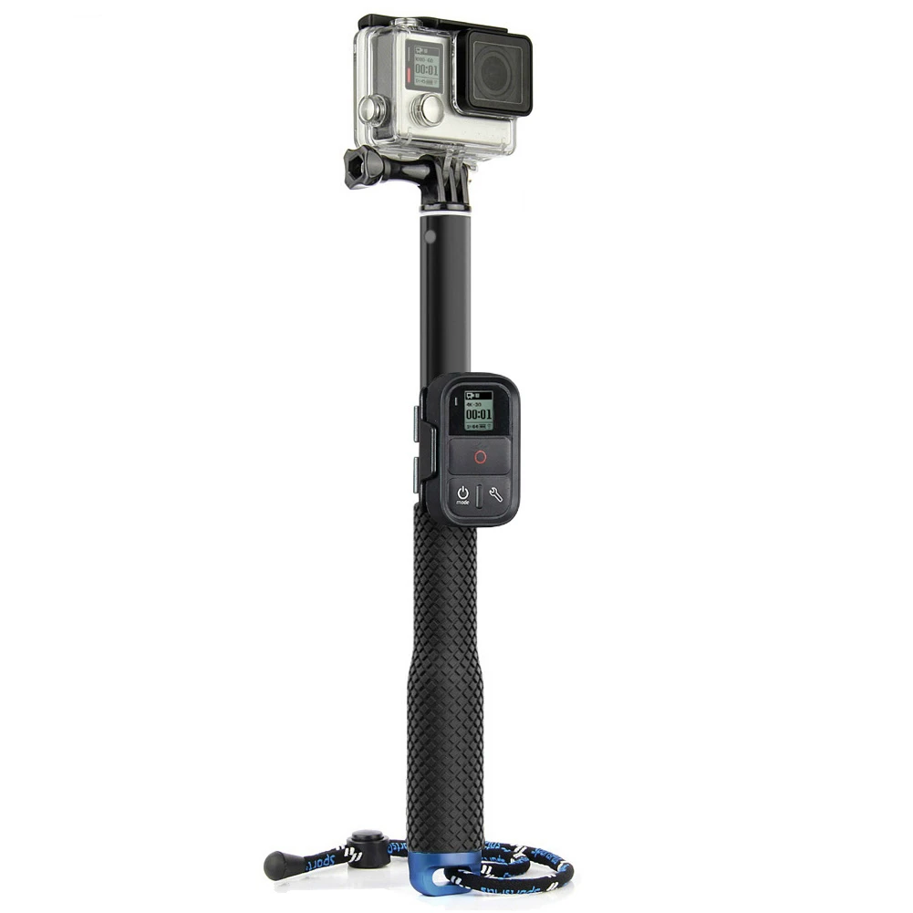 37'' For GoPro Extendable Handheld POV Pole Telescopic Tripod Monopod + Wifi Remote Holder Clip for Go Pro Hero 9 7 6 5 4 3+