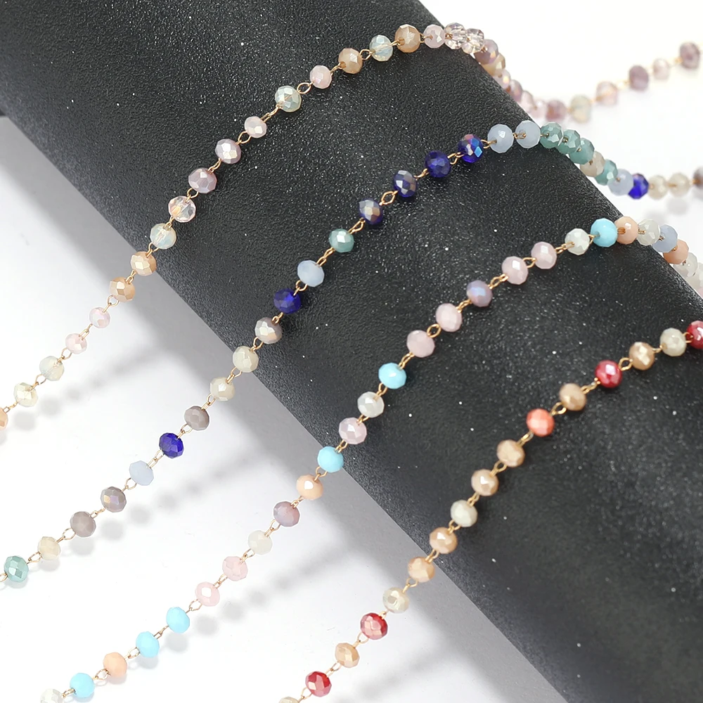 1 Meter Edelstahl Bunte Glasperlenketten DIY Schmuckherstellung Halsketten Zubehör Armbänder Fußkettchen Zubehör – Detail 4