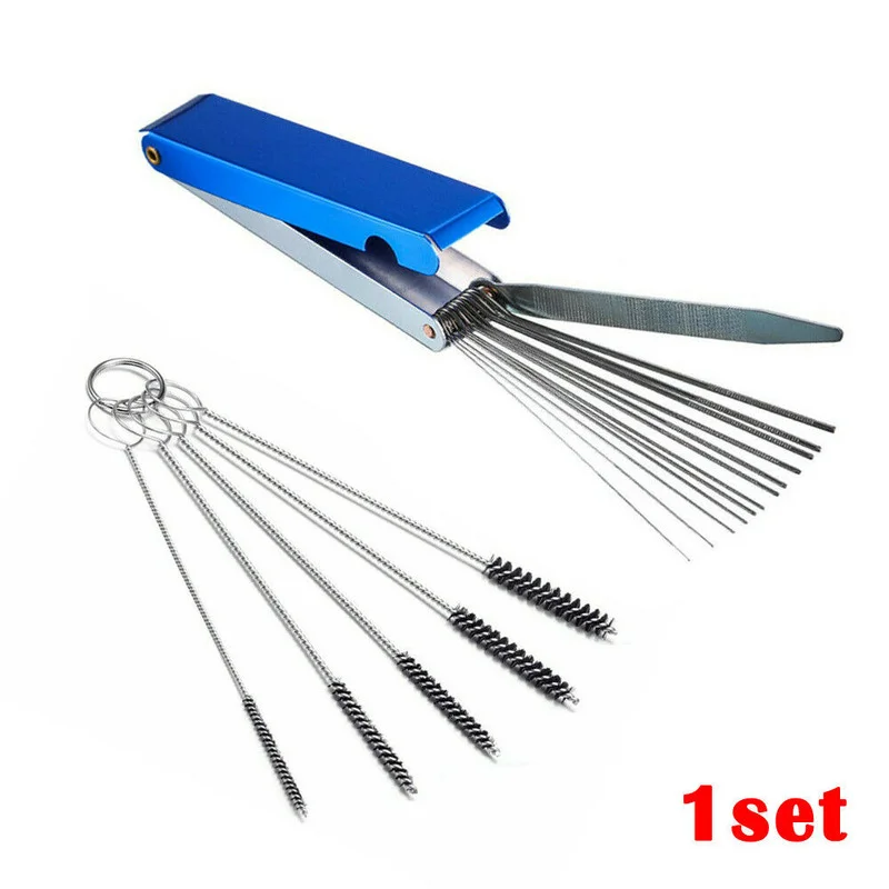 

18pcs Motorcycle Carburetors Carbon Dirt Jet Remove Cleaner Cleaning Wires Set Cleaning Needles Tool 13pcs Needles+5pcs Brushes