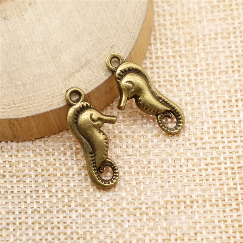 free shipping 36pcs 23x10mm antique bronze Hippocampus charms diy retro jewelry fit Earring keychain hair card pendant