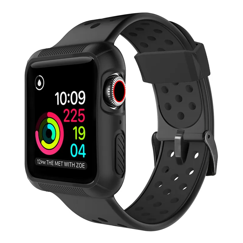 

Watchband For Apple Watch Series 5 Band 40mm 44mm Sport Silicone Soft Wrist Strap Case Combination For iWatch Series5 Bracelet