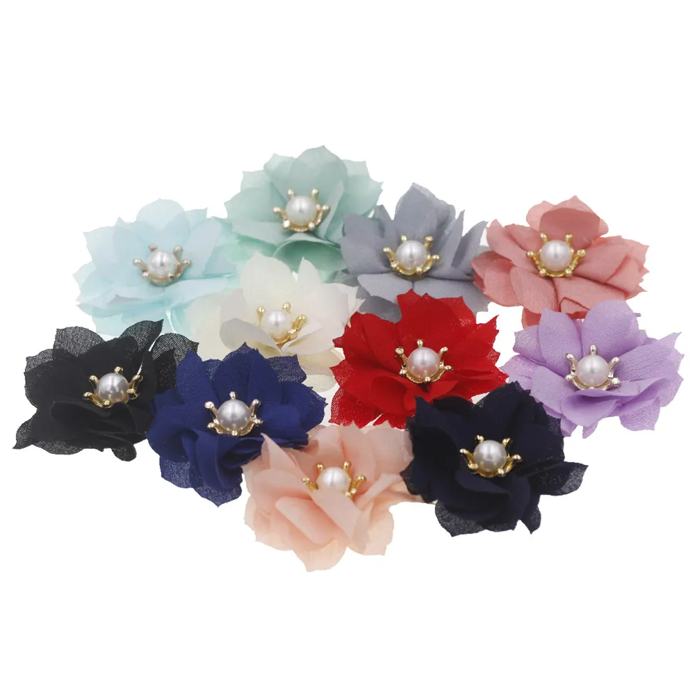 5cm baby Chic Flower Crown Pearl DIY Decoration Flower Accessory without headband No Hairclips girls Hair Accessories 15pcs/lot