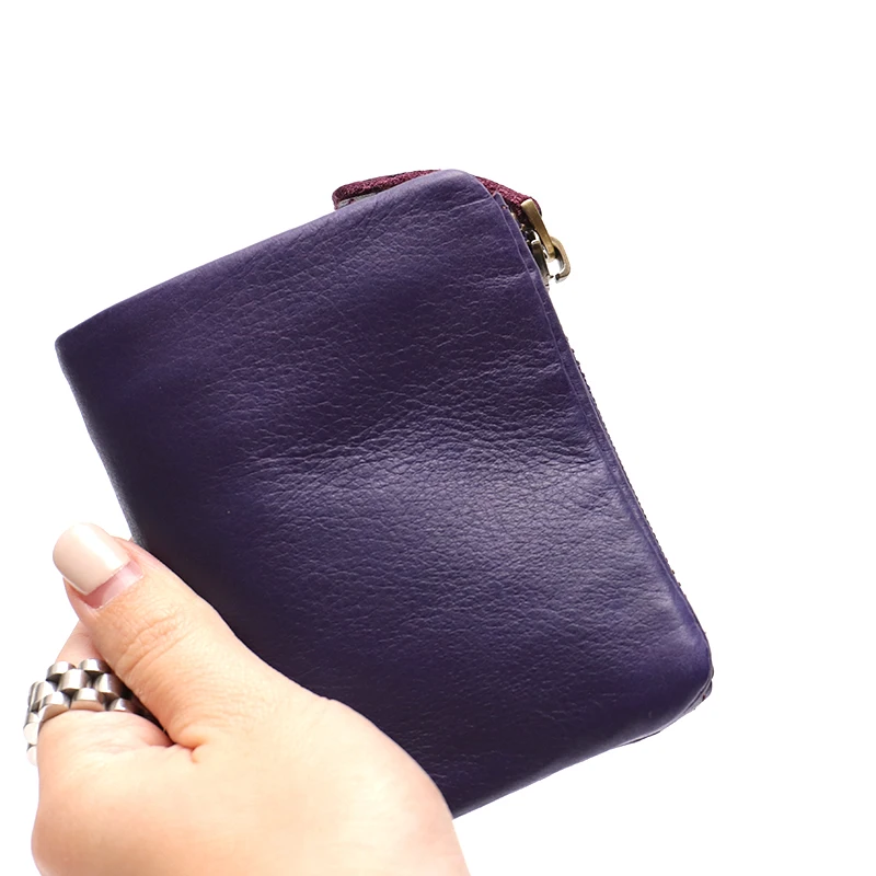 SC Fashion Cowhide Short Wallet For Women Brand Design Functional Zipper Card Holder Female Genuine Leather Change Coin Purses