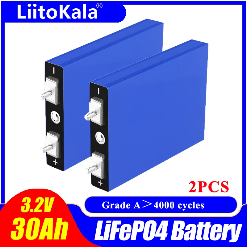 2PCS LiitoKala LiFePo4 3.2V 30AH 5C battery lithium bateria for diy 12V lifepo4 e-bike e scooter wheel chair AGV car Golf carts