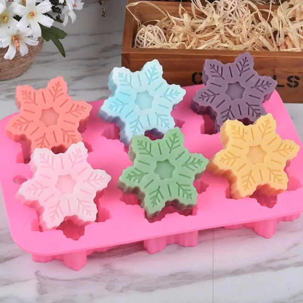 

Snowflake Chocolate Mold Soap Silicone Ice Tray Cake Xmas Christmas Mould 6 Cavities DIY Baking Pastry Tools