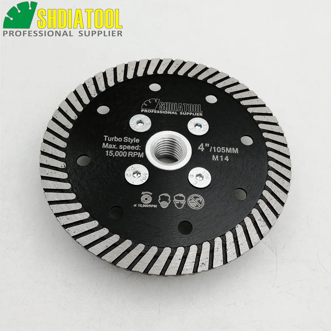 SHDIATOOL 2pcs Diameter 4 "/105mm Diamond Panas Ditekan Sempit Turbo Blade Dengan M14 Thread Cutting Disc untuk Marmer Granit Beton