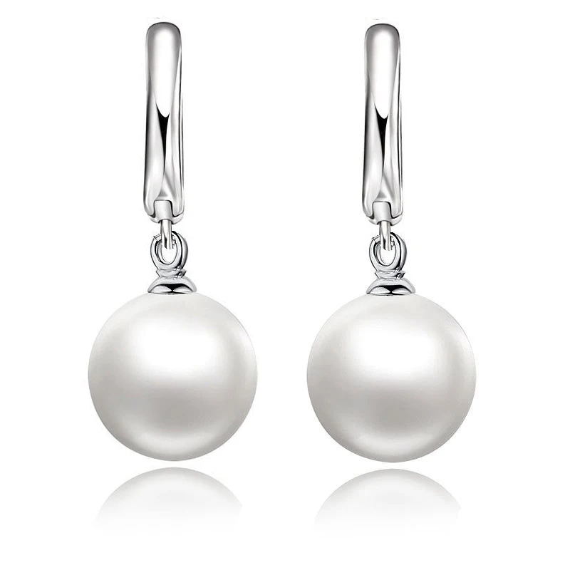 Bellissimi orecchini pendenti con perle bianche per le donne fidanzamento di nozze da donna buona vendita regalo di gioielli in argento Sterling 925