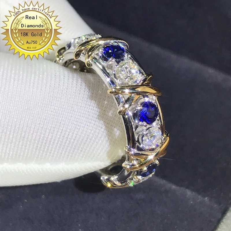 

18k white gold ring Natural Real Sapphire and Diamond Ring Engagement&Wedding Jewellery have certificate 0024