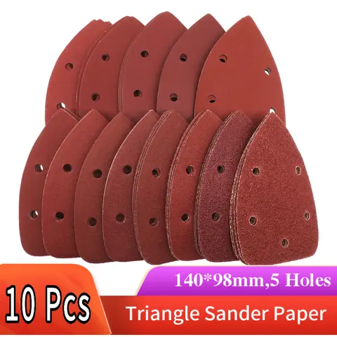 10 개 140x98MM 사포 삼각형 샌더 샌드 페이퍼 후크 루프 샌드페이퍼 디스크 연마 공구 그릿 40-1000, 그릿 연마용 사포