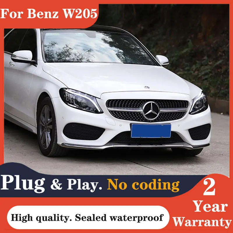 Car lamps For Benz W205 C63 Headlights 2015-2021 C300 C180 C200 C260 New ALL LED Headlight dynamic turn signal DRL Bi-LED LENS