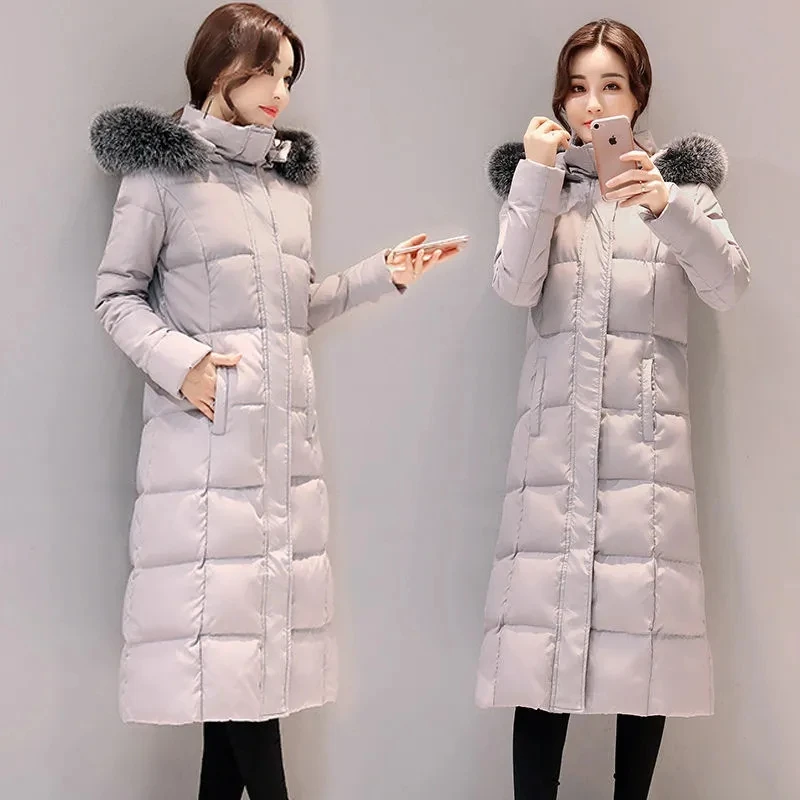 Women Parkas Hooded With Big Fur Collar 2022 New Cotton Padded Jacket Female Long Thicker Warm Parka Winter Jacket Woman