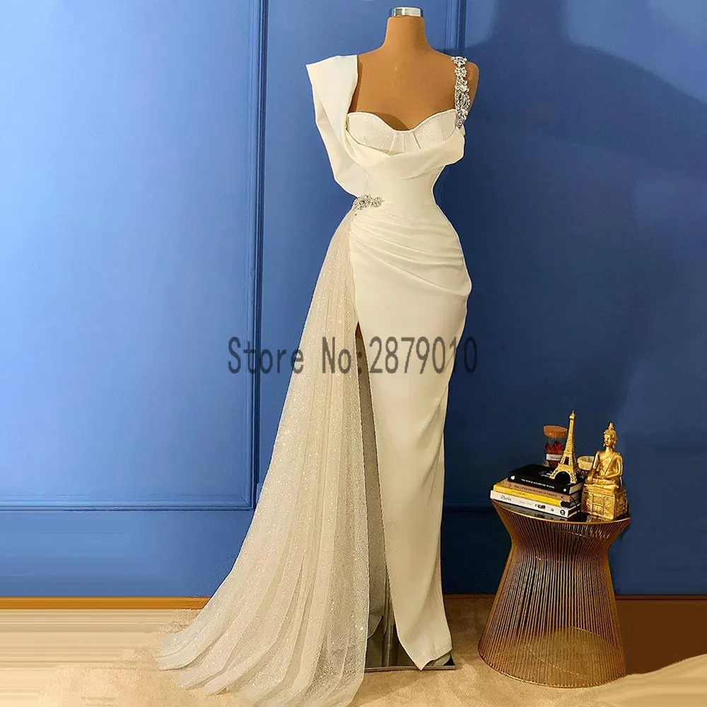 Elegant Ivory Mermaid Evening Dresses Custom Made Formal Party Prom Dress Split Sweetheart Neck Evening Gowns