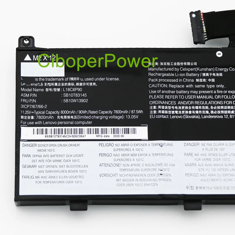 L18C6P90 L18M6P90 Battery For P53 02DL028 02DL029 90WH SB10K97665 11.25V 90Wh