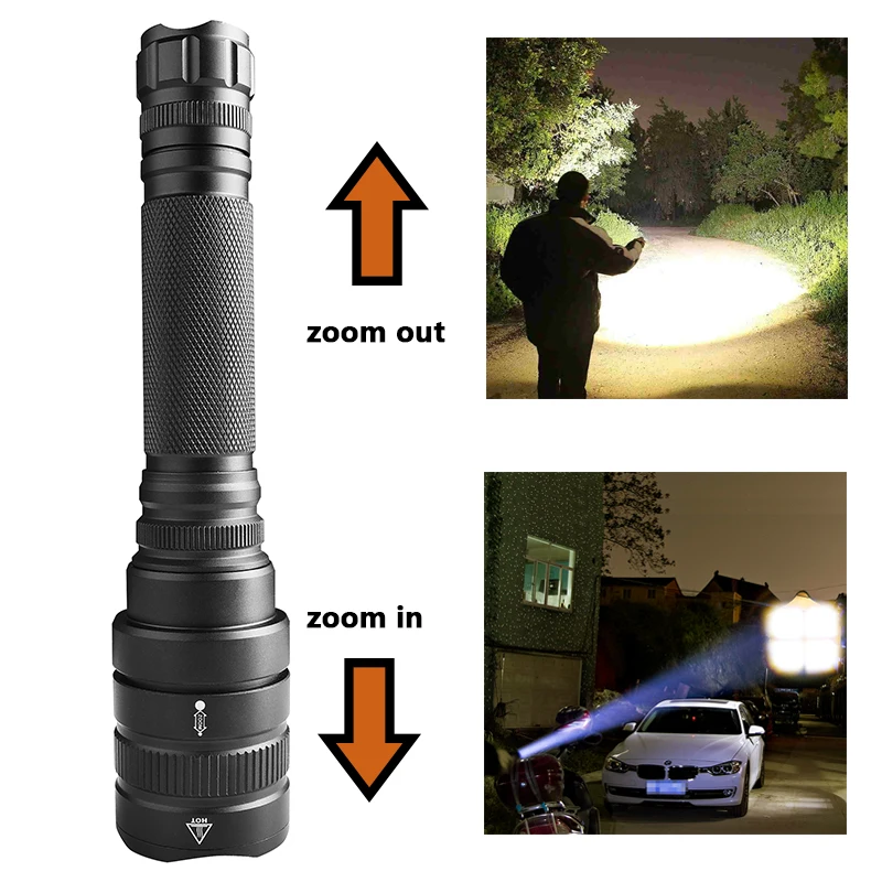 XHP50.2 LED flashlight 80000LM Aluminum alloy Zoomable torch Tactical defense Lantern For Camping Hiking light include battery