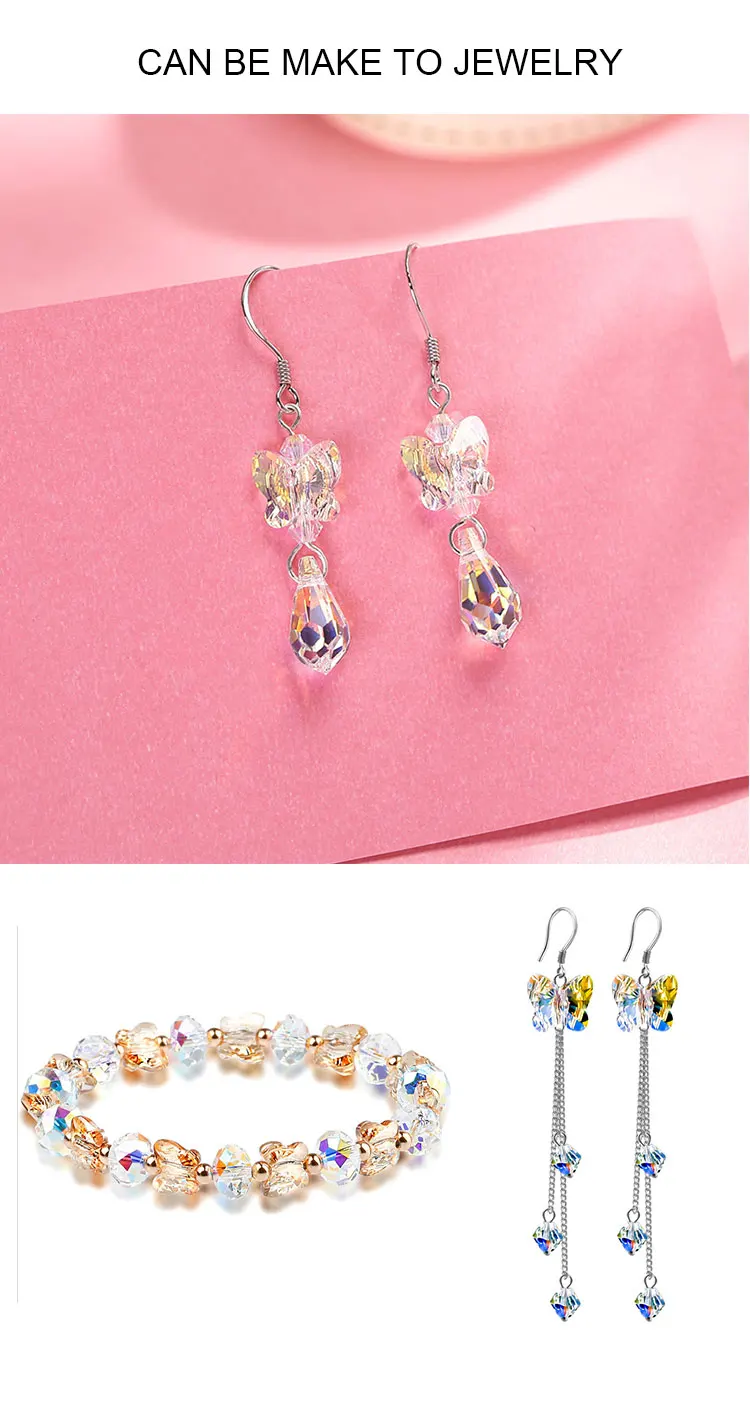 72/84PCS 6/8mm Kristall Schmetterling Perlen für Schmuck Machen AB Farbe Glas Anhänger Perlen Schmuck DIY Armbänder Halskette Ohrringe – Detail 10