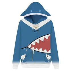 Hololive English VTuber Gawr Gura felpa con cappuccio Cosplay felpa con stampa 3D uomo donna Casual Ookami Mio Pullover Zip Up Jacket Coat