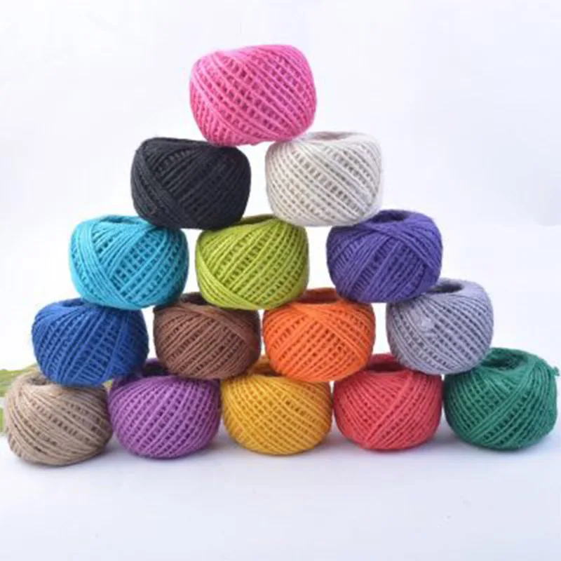 22 kolory 50 m/2mm naturalna juta lina Handmade DIY Craft Cord dekoracyjna lina kolorowe dekoracje domu