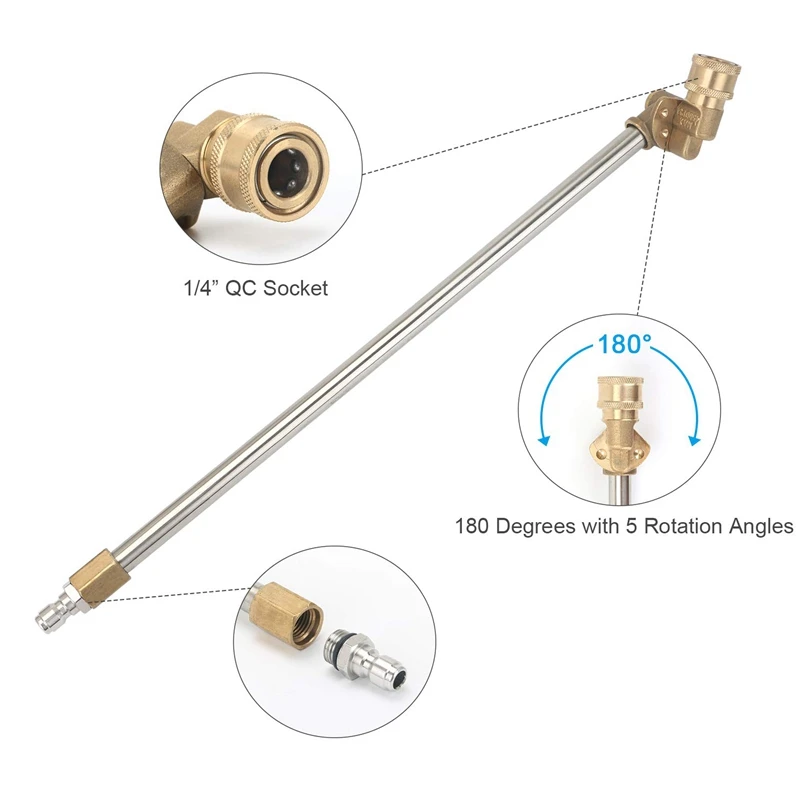 Druck Washer Zauberstab mit Einstellbaren Winkel Düse, 16 in ch Spray Lance 180 Grad mit 5 Winkeln Quick Connect Pivot Adapter Cou