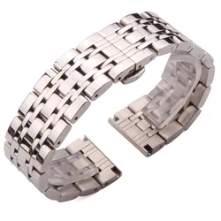 18mm 20mm 22mm Metal Watchbands Bracelet Silver Polished Stainless Steel Clocks Watch Strap Accessories