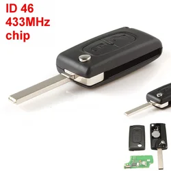 433MHz 2 Bottoni Auto Auto Chiave A Distanza Caso Fob Borsette Rimontaggio Della Copertura con la Batteria ID46 chip per Peugeot 207 307 308