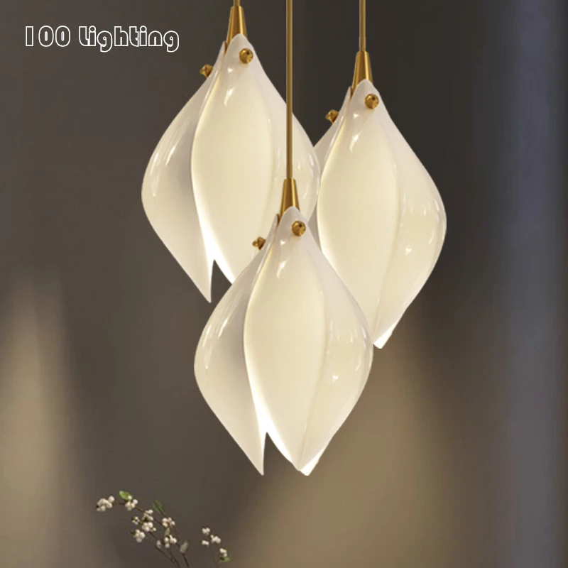 Glass Flower LED Pendant Lights New Design Hotel Hall Foyer Restaurant Hanglamp Cord Adjustable Loft Decoration G9 110-240V