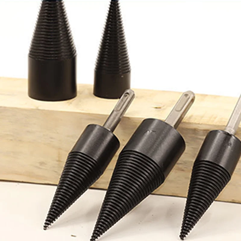 Firewood Splitter Drill Bit Round/Hex/Triangle Shank Wood Cone Reamer Punch Driver Step Drill Bit Woodworking Tool