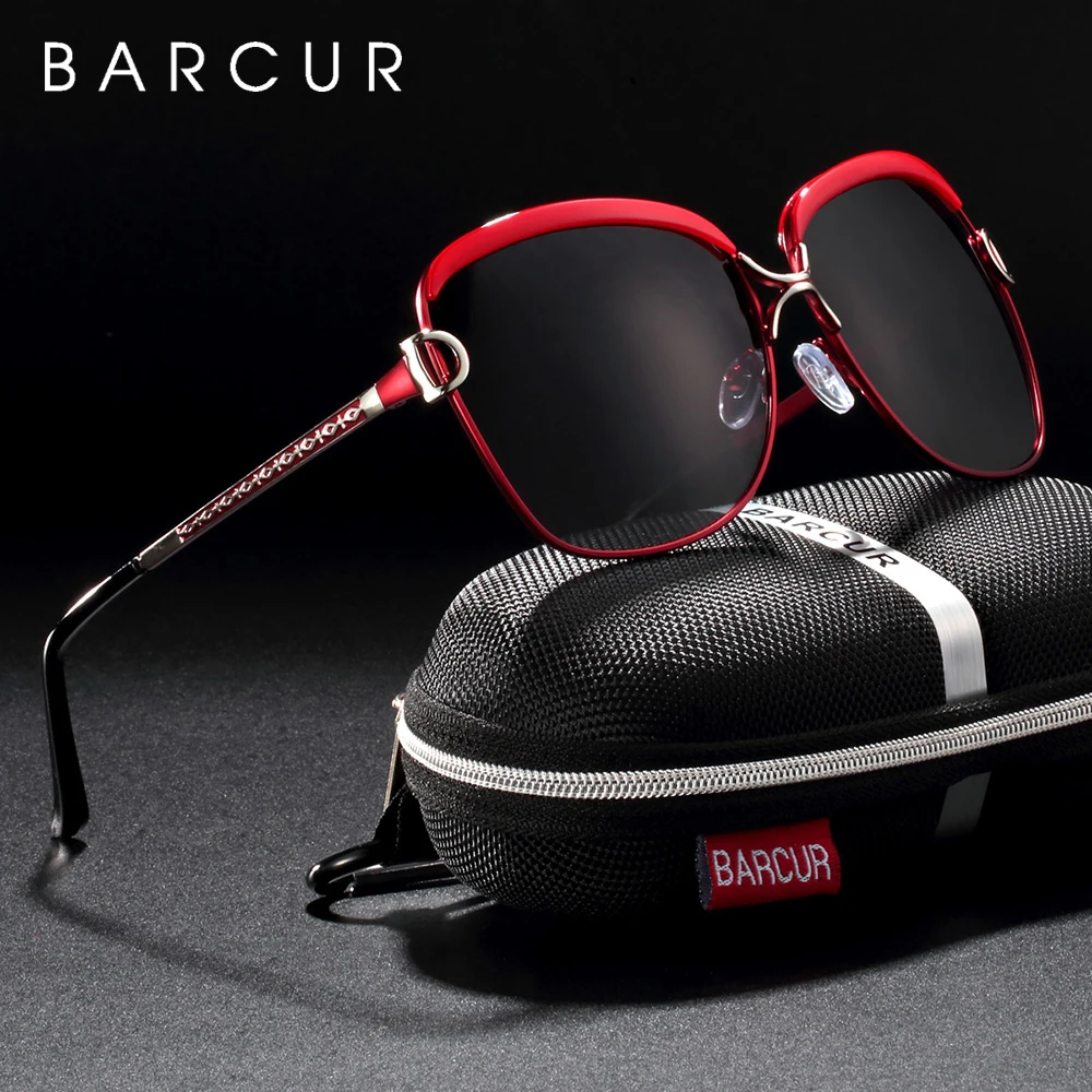 BARCUR New Fashion Sunglasses Women White Frame Gradient Polarized Sun Glasses Driving UV400 Eyewear with Update Box Free