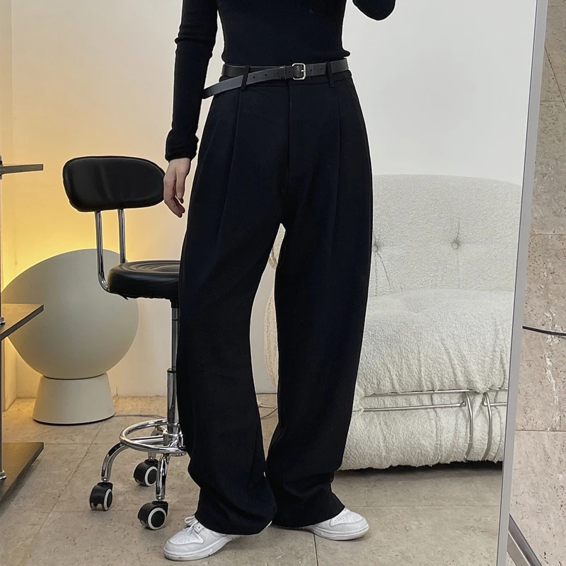 Women\'s Casual High Waist Loose Wide-Leg Pants, Monochromatic, Winter