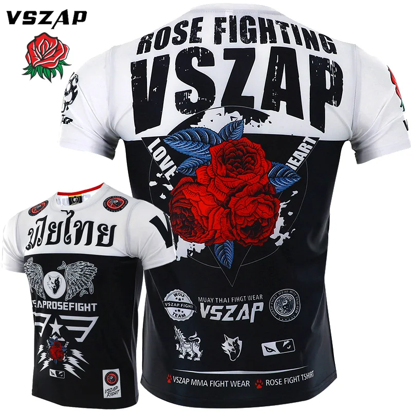 VSZAP MMA Sports Jersey Muay Thai Fitness Boxing Jiu Jitsu Gym Tee Shirt Fighting Clothes Fighting T Shirt Men