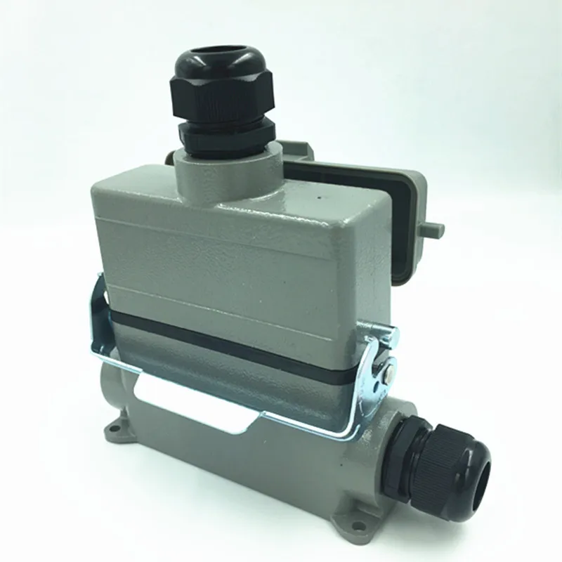 Heavy-Duty Connector 24-Pin รูปสี่เหลี่ยมผืนผ้าซ็อกเก็ตพื้นผิวกันน้ำปลั๊กพร้อมฝาครอบ HDC-HE-024-3DB