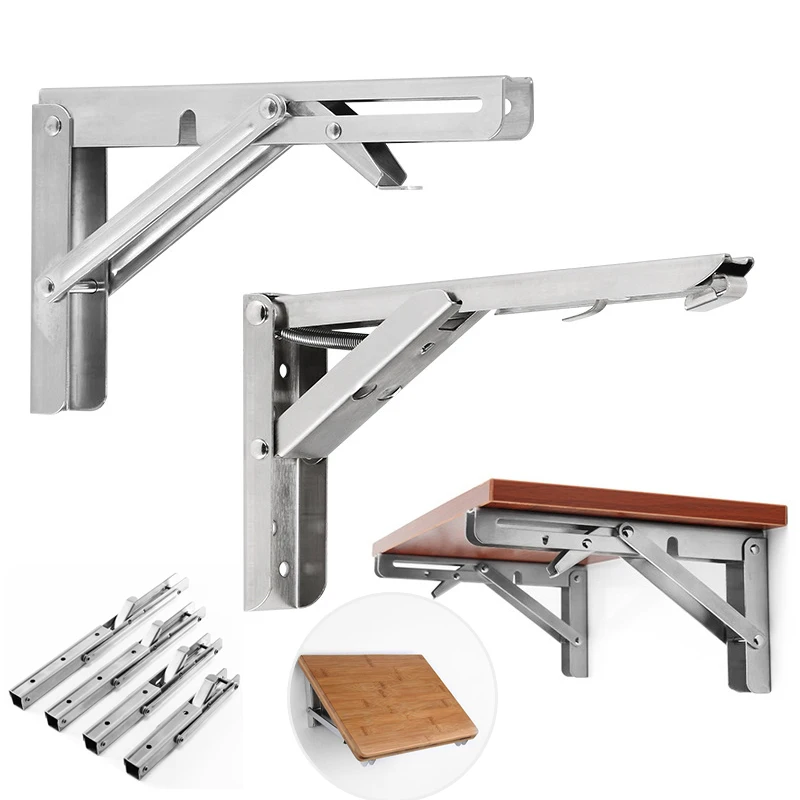 

Triangular Folding Bracket Bearing, Stainless Steel, Release Catch Support, Bench Table, Collapsible Shelf Bracket, 135 kg, 2Pcs