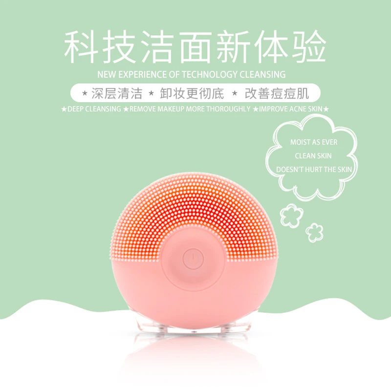 Ultrasonic Silicone Electric Facial Cleansing Brush Sonic Face Cleanser Cleansing Skin Mini Washing Massager Brush Rechargeable