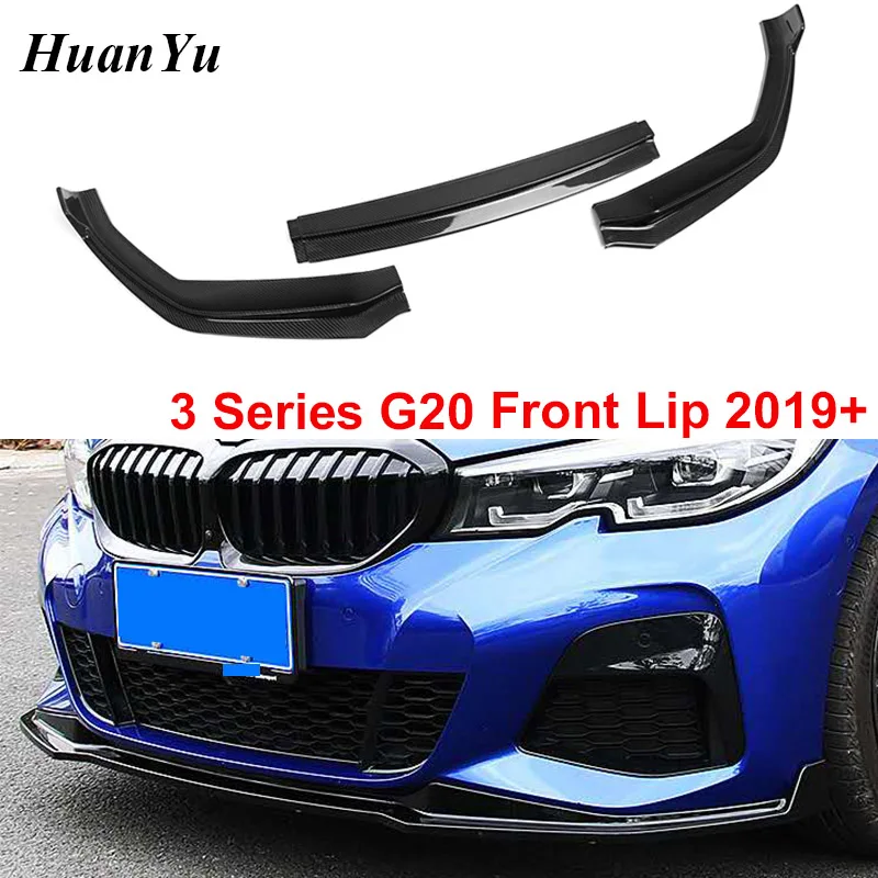 3pcs/set Carbon Fiber G20 Front Lip for BMW 3 Series G20 G21 Front Bumper Splitter Guard Cover M Sport 320d 330i 340i 2019+