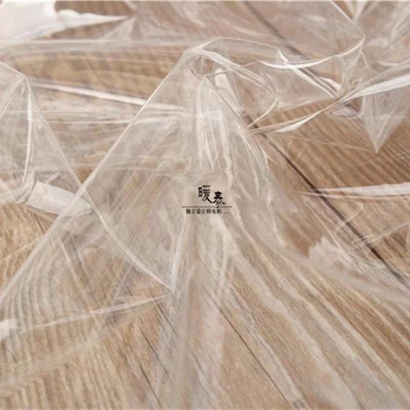 0.1mm TPU Fabric Fully Transparent PVC DIY Waterproof Raincoat Coat Crystal Bag Decor Plastic Clothes Designer Fabric