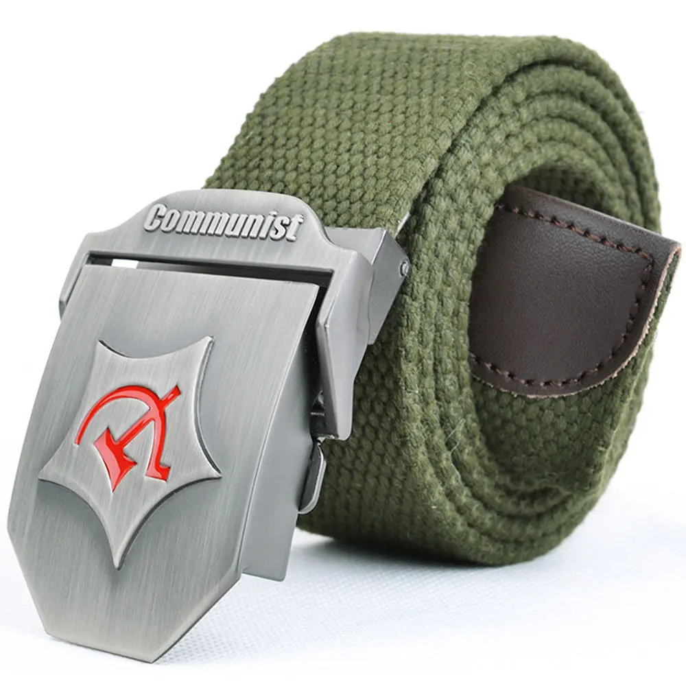 Flying Art Tactics Soviet Union National Emblem Metal Buckle Thick Cotton Belt Fashion Men's Jeans Belt