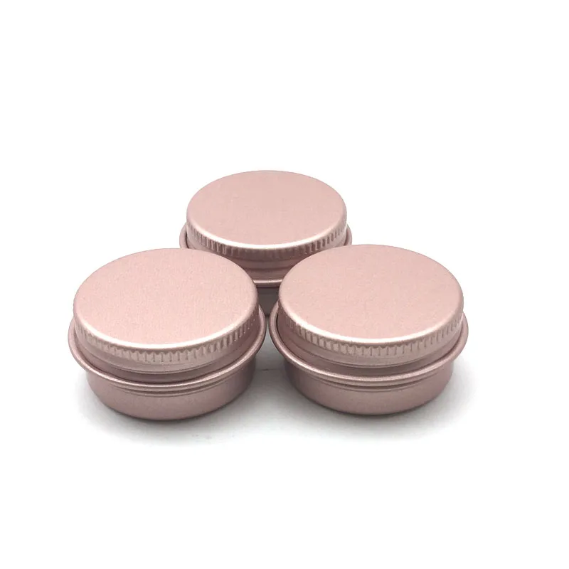 Tarro vacío de aluminio de oro rosa para decoración de uñas, botes de latas de Metal para cosméticos, 5g, 10g, 15g, 20g, 30g, 50g, 60g, 100g, 100