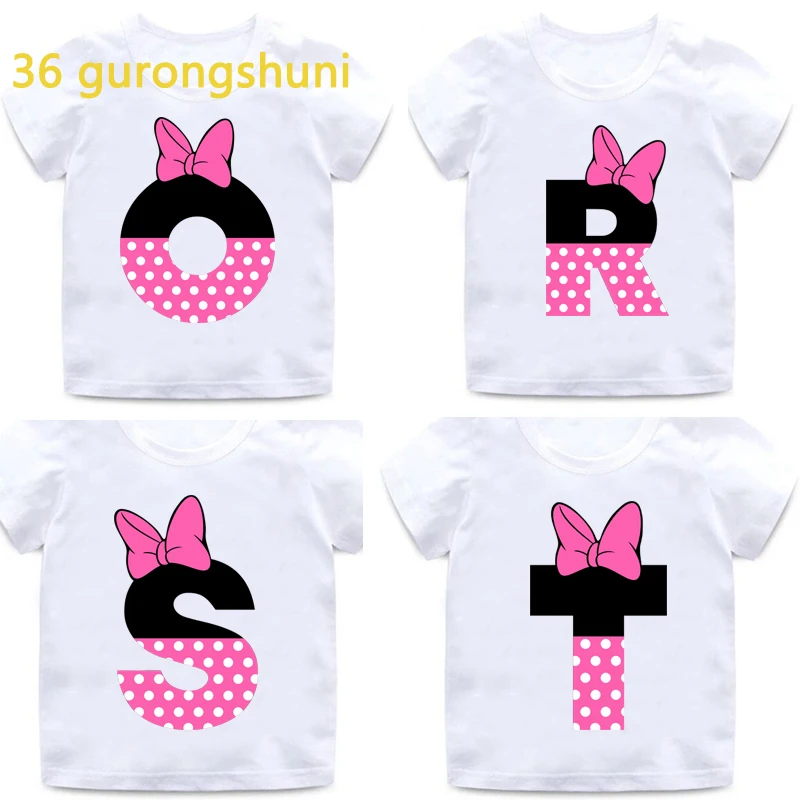 

Kid T-shirt Pink Style Alphabet O R S T Z Girls Graphic T Shirts Children Clothing Letter Boy Cartoon T Shirt Kids Clothes Boys