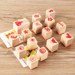 Japanese Symbol Stamps Vintage Wooden Rubber Sakura Fuji Mountain Stamp Set For Diy Craft Card Making Happy Planner Scrapbooking