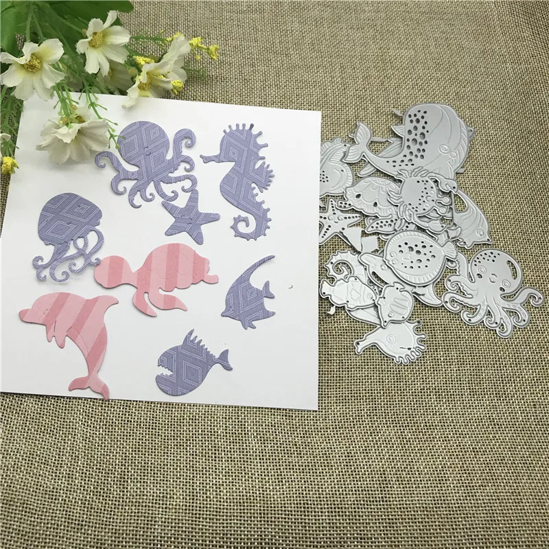 16 sztuk piękny morze Metal wykrojniki szablony Scrapbooking dekoracyjne wytłaczanie Folder karta papierowa ze stali węglowej DIY Die Cuts