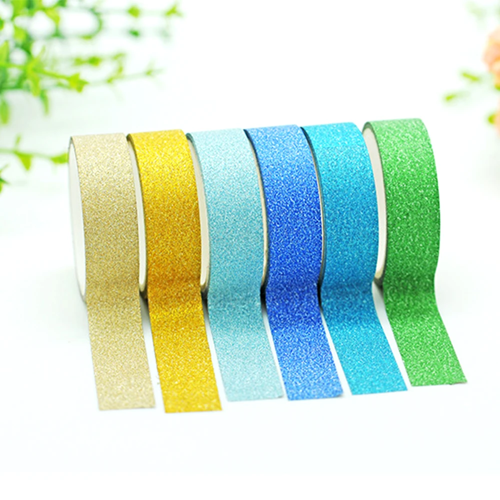 1Roll 3M Colorful Glitter Powder Tape 15mm Width Gold Flash Sticker Decoration for DIY