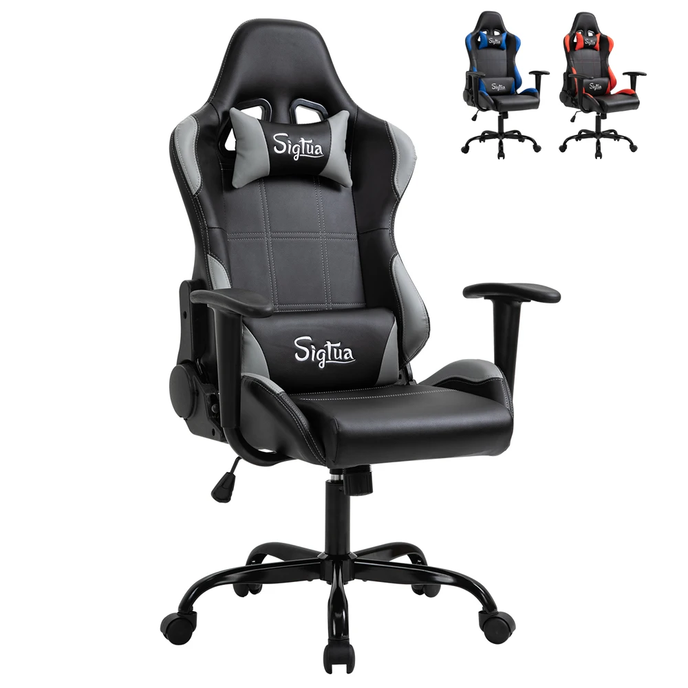 Sigtua WCG Gaming Chair Ergonomic Design Lifting Adjustable Swivel Office Racing Computer Game Chair with Headrest,Lumbar Pillow