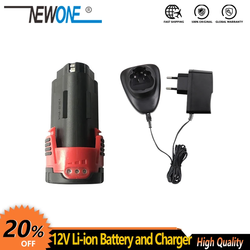 NEWONE 12V Lithium Battery 2000mAh compatible with drill, angle grinder, polisher, reciprocating saw, lawn mower, etc.