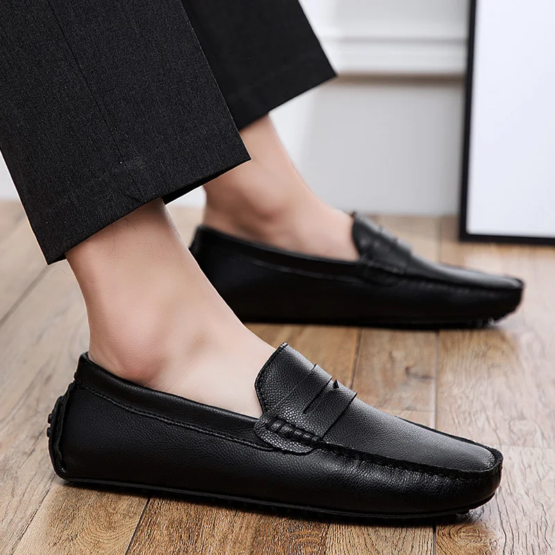 

Large Size 38-49 Spring Autumn Soft Man Moccasins Penny Loafers Men High Quality Leather Shoes Men Flats Gommino Driving Shoes