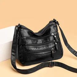 New Style Shoulder Bag Soft Leather Texture Bag Women's Fashion Simple Trend Retro Multi-pocket Large Capacity Crossbody Bag